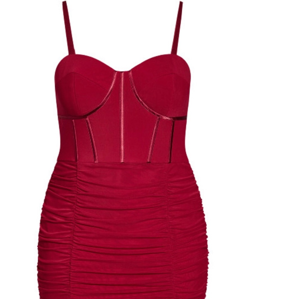 Chicos red corset dress with ruching